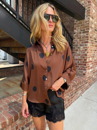 ENTRO | Mocha Dot Blouse