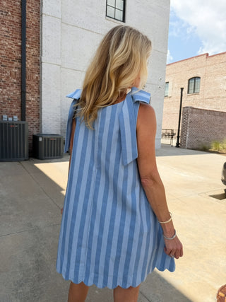 GLAM | CJ Scallop Mini Dress Sky