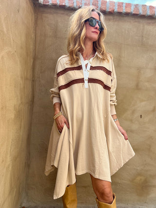 HEYSON | The Varsity Dress- Taupe