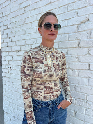 Sage The Label | Giddy Up Mock Neck Mesh Top