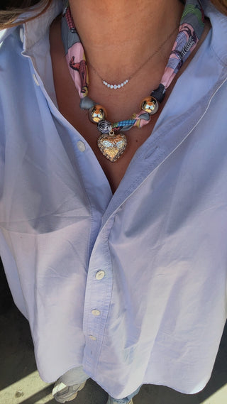 The Rosy Heart Scarf Necklace