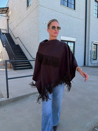 Soren Fringe Poncho Brown