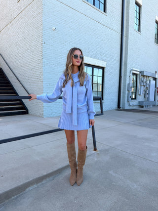 Brushed Knit Sweater Set Powder Blue