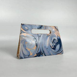 Mia Clutch Marble Leather Cobalt
