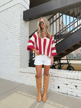 Blythe Striped Sweater Red
