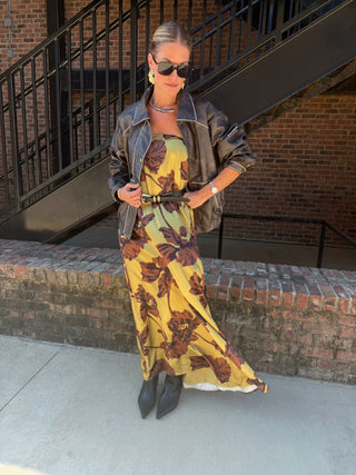 Jillian Print Maxi Dress Olive