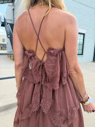 LENA | Tessa Tiered Lace Midi Dress