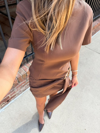 Sutton Buckle Dress Brown