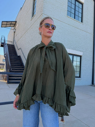Marlowe Cuff Blouse Olive