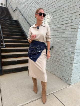 Nicole Cotton Sweater Knit Dress Natural