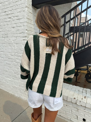 Blythe Striped Sweater Hunter Green