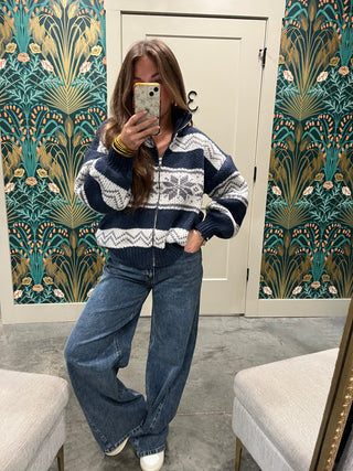 Le Lis | Daris Fair Isle Jacket Navy-White Multi