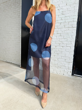 TCEC | Midnight Dots Sheer Overlay Maxi Dress