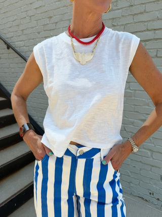 Marcy Round Neck Slub Top