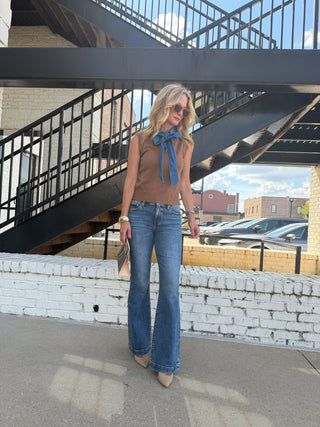 Parton Denim Tie Top