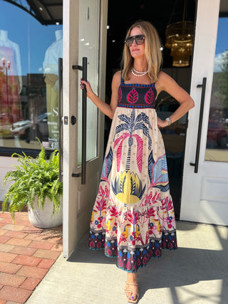Sundayup | Dylin Tropical Print Sleeveless Dress Multi