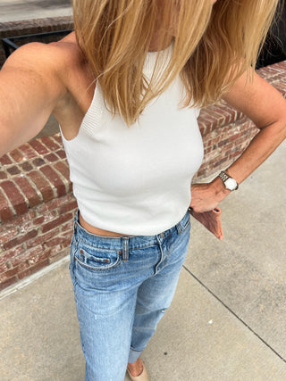 The Lake Sleeveless Knit Top Off White