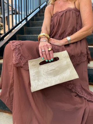 Mich Clutch Suede Leather Gold