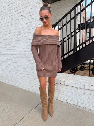 Lyla Sweater Mini Dress Brown