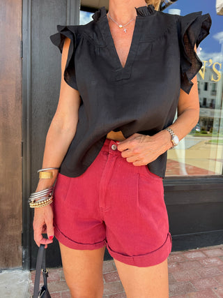 Entro | Truly Cuff Shorts Wine