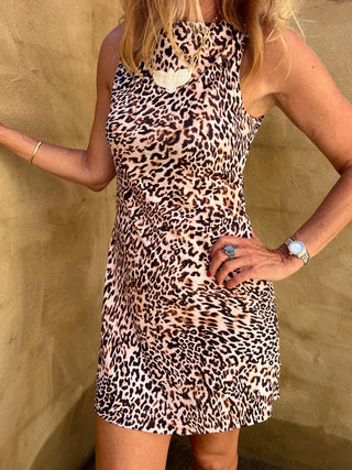 Sadie & Sage | Reverie Leopard Mini Dress Brown Multi