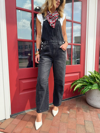 Quinn Denim Overalls Washed Black