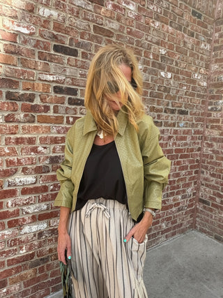 Ira Cropped Jacket Chartreuse