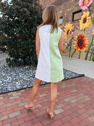 Entro | Zafrina Floral Jacquard Dress Apple Green