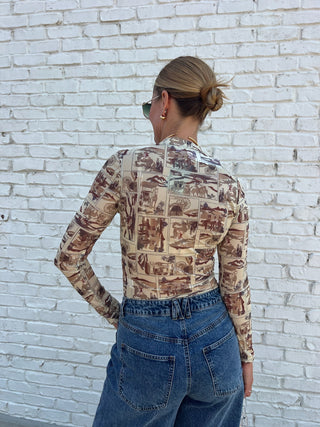 Sage The Label | Giddy Up Mock Neck Mesh Top