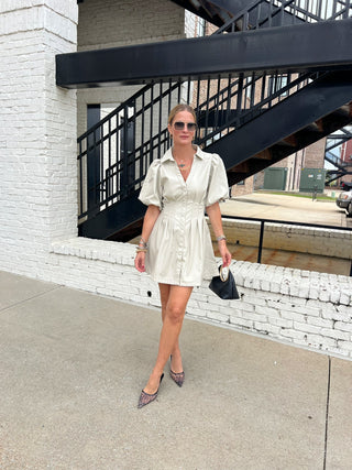GLAM | Boretta Pleather Dress Crm