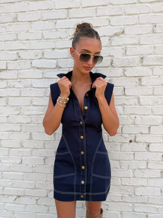 Jamie Utility Mini Dress Navy