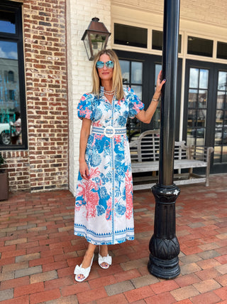 Sundayup | Ceris Puff Sleeve Maxi Dress Blue