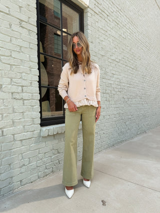 Vervet | Juniper High Rise Elastic Drawstring WB Baggy Wide Jeans