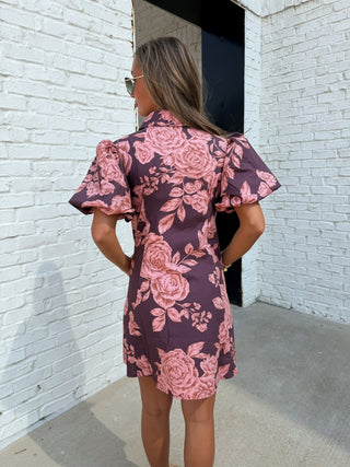 OLIVACEOUS | Ian Floral Puff Sleeve Dress