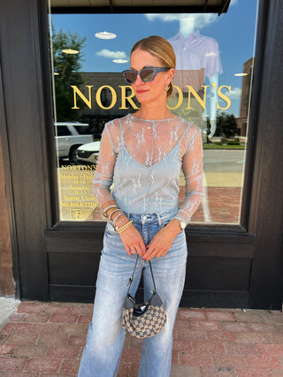 Miou Muse | The Sheer Romance Top Blue