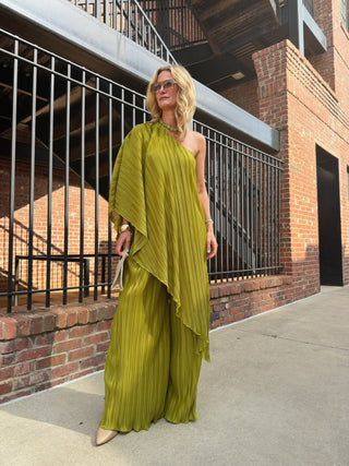 Ellie Pleated Set Chartreuse