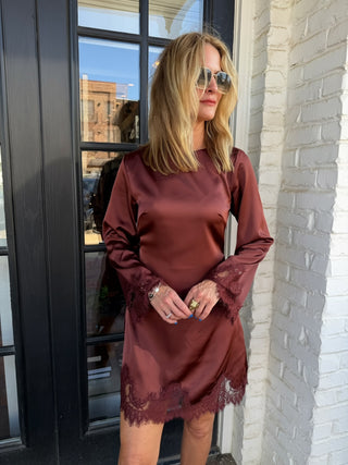 Genevieve Lace Dress - Rum Raisin