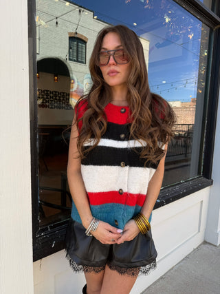 Jolie Sweater Multicolor Striped Vest