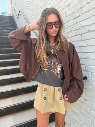 Cambria Suede Jacket Chocolate