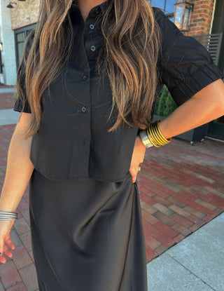 Sage The Label | Dazed Short Sleeve Button Down Top Black