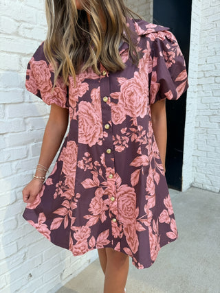 OLIVACEOUS | Ian Floral Puff Sleeve Dress