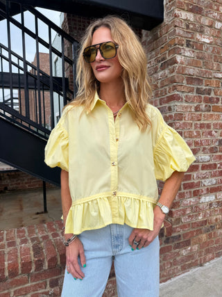 ENTRO | Poppi Peplum Top Yellow