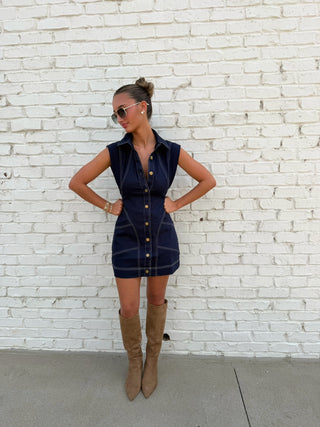 Jamie Utility Mini Dress Navy