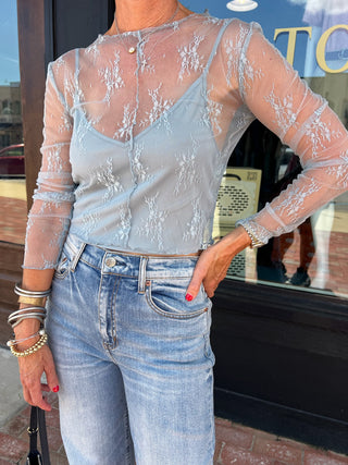 Miou Muse | The Sheer Romance Top Blue