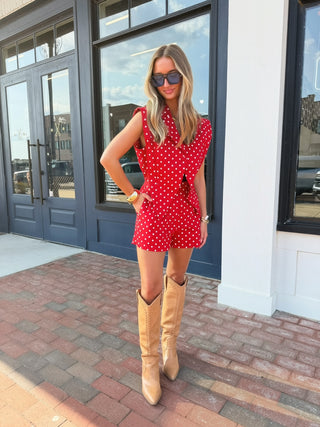 Millie Polka Dot Romper - Red