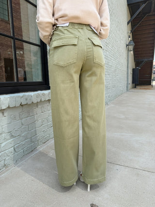 Vervet | Juniper High Rise Elastic Drawstring WB Baggy Wide Jeans
