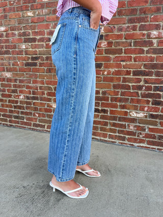 Habitual | Denver Stripe Wide Leg Crop Jean