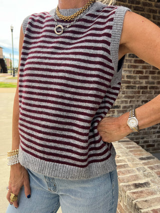 LE LIS | Burgundy Stripe Sweater Vest