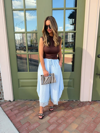 Emery Lace Pants Light Blue