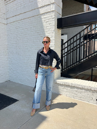 NEEDii | The Bridget Button Up Pinstripe Top